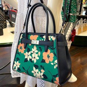 Kate Spade Lucia Lily Blooms Medium Satchel Green Multi